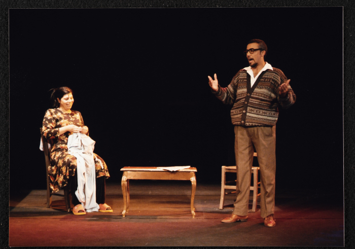 A Photograph of Ranin Bsharat and Hasan Taha During the Theatrical Performance 
