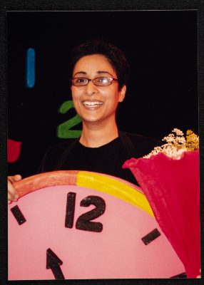 A Photograph of Puppeteer Arin ʿĀbdy at the Honorary Ceremony Held for the "Ṣah Ṣah" Theatre Staff