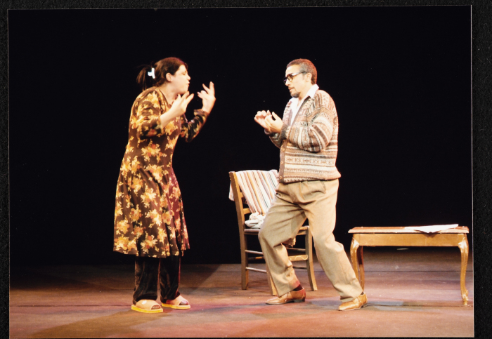 A Photograph of Ranin Bsharat and Hasan Taha During the Theatrical Performance 