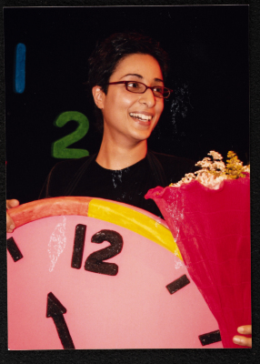 A Photograph of Puppeteer Arin ʿĀbdy at the Honorary Ceremony Held for the "Ṣah Ṣah" Theatre Staff