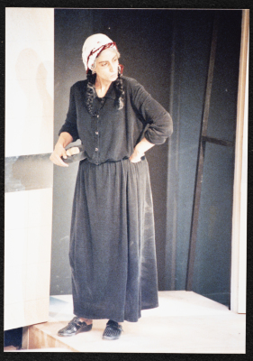A Photograph of Arin ʿĀbde During the Theatrical Performance of "Junun", al-Midan Theatre 
