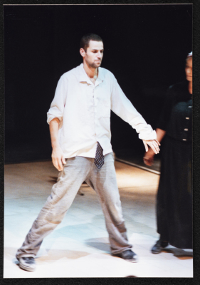 A Photograph of Ṣaleh Bakry and Arin ʿĀbde During the Theatrical Performance of "Junun"	