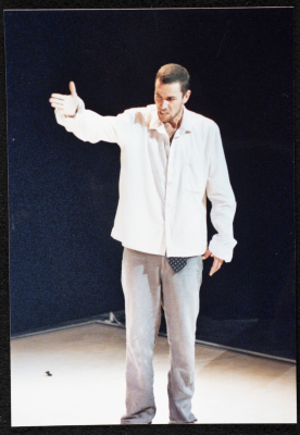 A Photograph of Actor Ṣaleh Bakry During the Theatrical Performance of "Junun"
