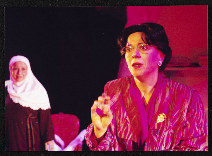 A Photograph of Salwa Naqara and Sanaʾ Salhab During the Theatrical Performance of 