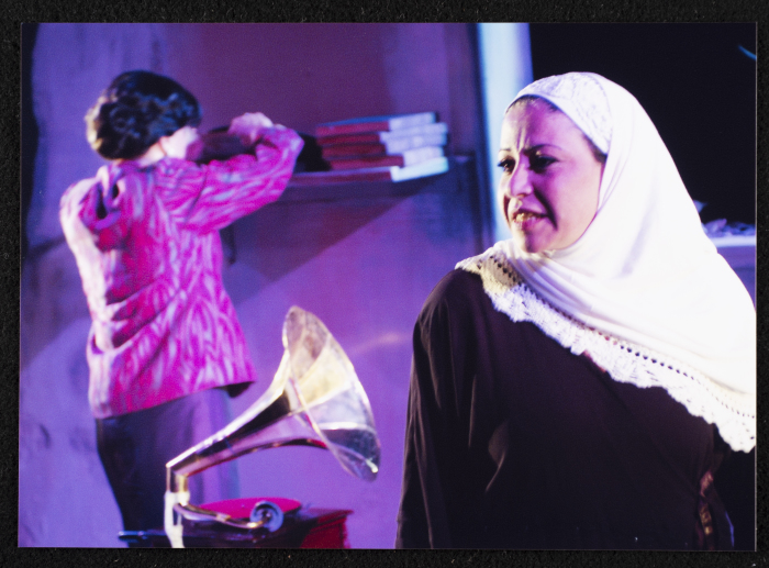 A Photograph of Salwa Naqara and Sanaʾ Salhab During the Theatrical Performance of 
