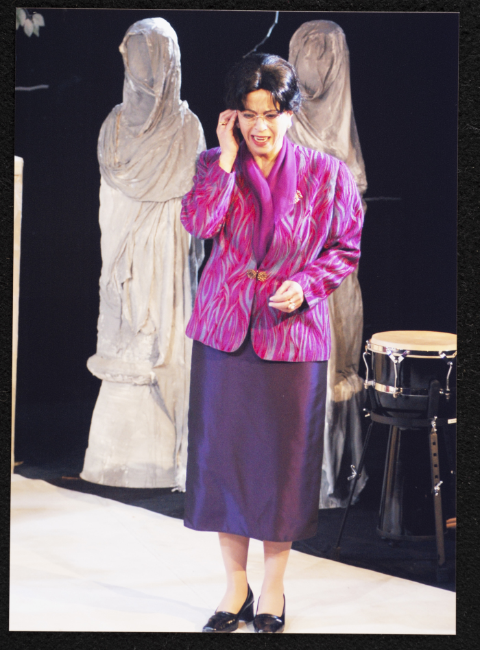 A Photograph of Salwa Naqara During the Theatrical Performance of 