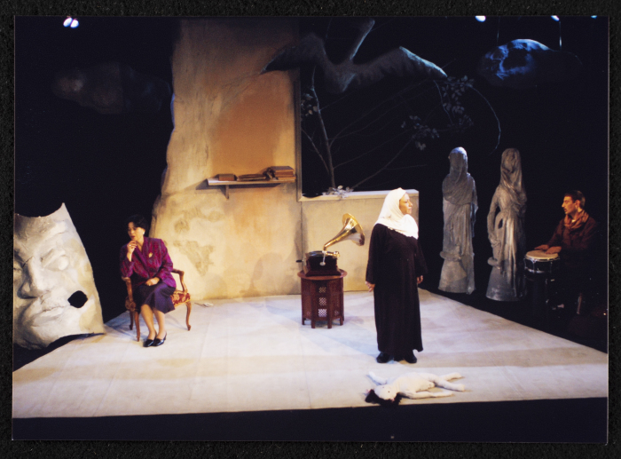 A Photograph of Salwa Naqara and Sanaʾ Salhab During the Theatrical Performance of 