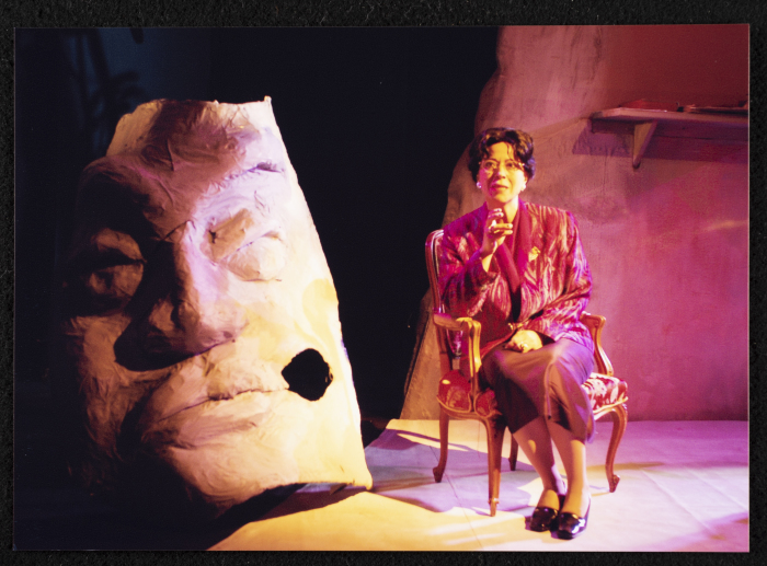 A Photograph of Salwa Naqara During the Theatrical Performance of 