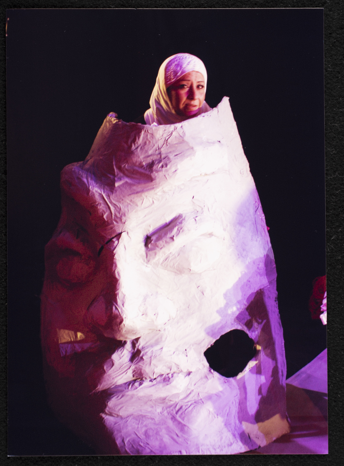 A Photograph of Sanaʾ Salhab During the Theatrical Performance of 