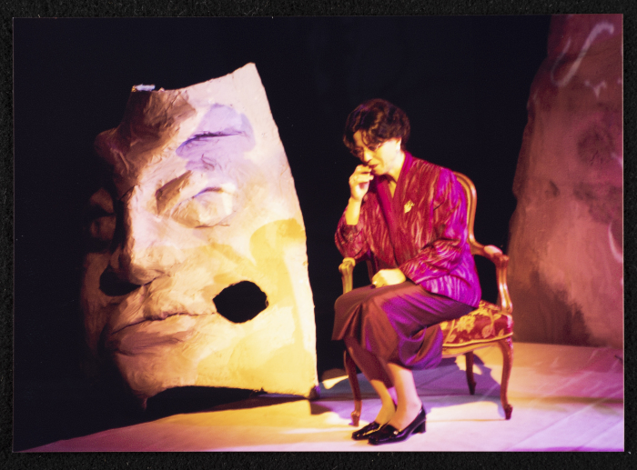 A Photograph of Salwa Naqara During the Theatrical Performance of 