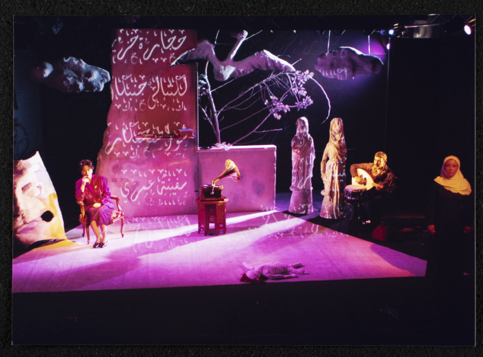 A Photograph of Salwa Naqara and Sanaʾ Salhab During the Theatrical Performance of 