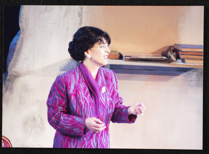 A Photograph of Salwa Naqara During the Theatrical Performance of 