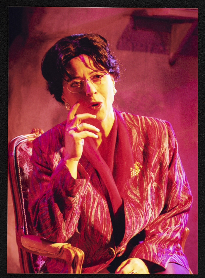 A Photograph of Salwa Naqara During the Theatrical Performance of 