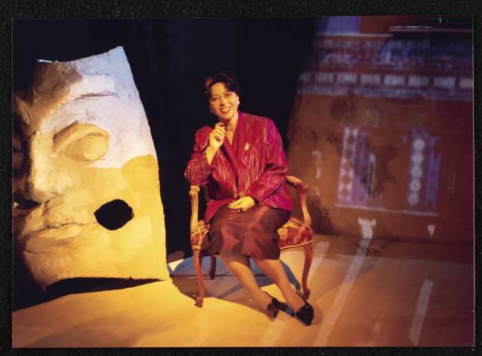 A Photograph of Salwa Naqara During the Theatrical Performance of 