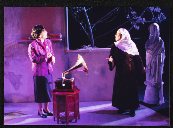 A Photograph of Salwa Naqara and Sanaʾ Salhab During the Theatrical Performance of 