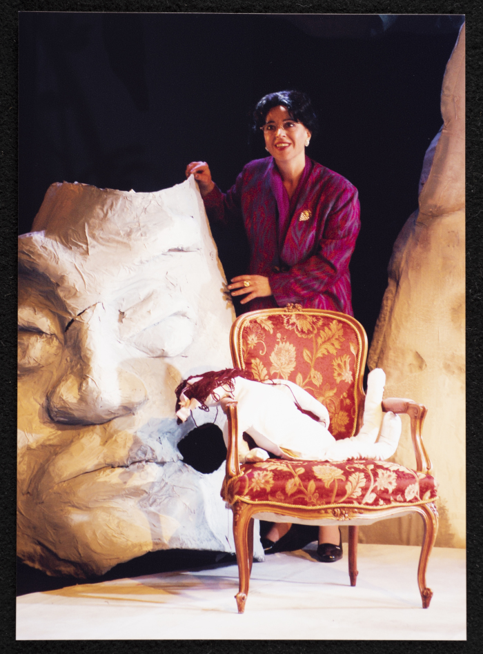 A Photograph of Salwa Naqara During the Theatrical Performance of 