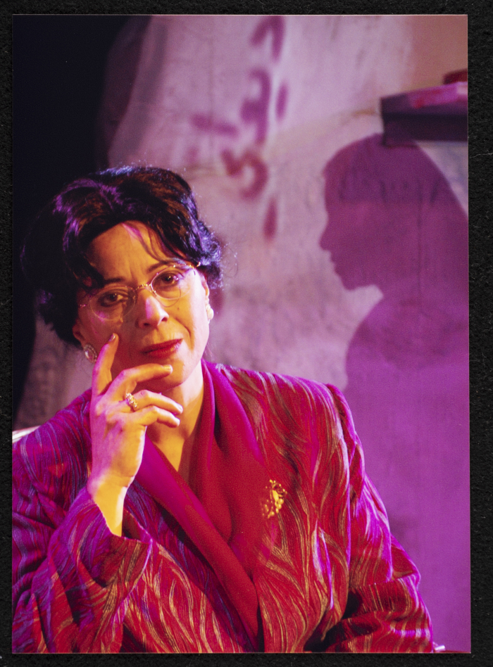 A Photograph of Salwa Naqara During the Theatrical Performance of 