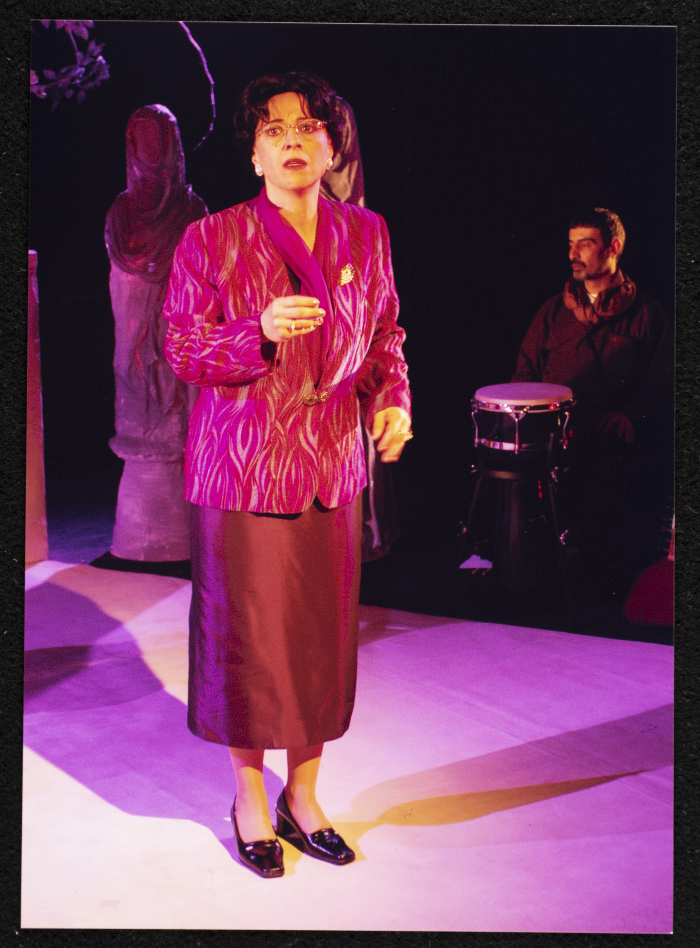 A Photograph of Salwa Naqara During the Theatrical Performance of 