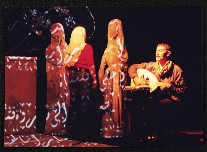 A Photograph of Sanaʾ Salhab During the Theatrical Performance of 