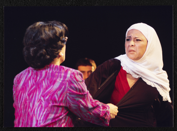 A Photograph of Salwa Naqara and Sanaʾ Salhab During the Theatrical Performance of 