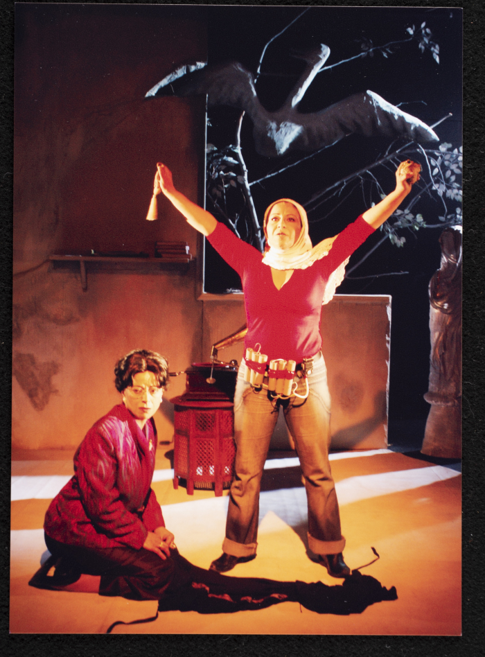 A Photograph of Salwa Naqara and Sanaʾ Salhab During the Theatrical Performance of 