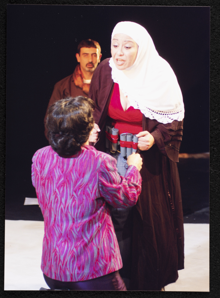 A Photograph of Salwa Naqara and Sanaʾ Salhab During the Theatrical Performance of 