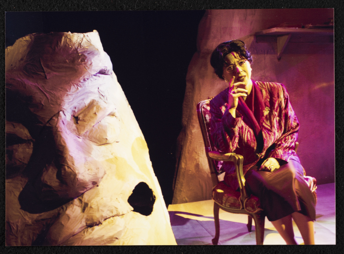 A Photograph of Salwa Naqara During the Theatrical Performance of 