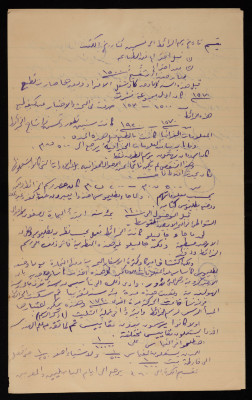 ملخص مادة لأحد طلاب الكلية العربية في القدس، 1920-30
