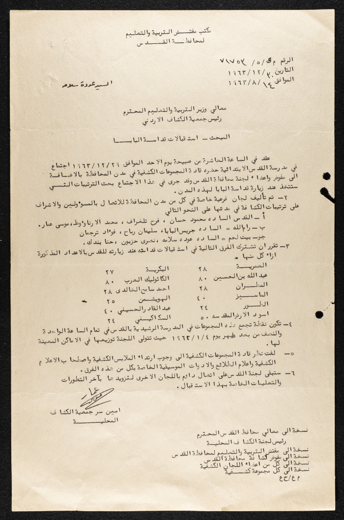 A Letter from the Education Inspection Office of Jerusalem, 14  Aug 1963