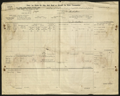نموذج بيان للبضائع الواردة لأجل استهلاكها في البلاد