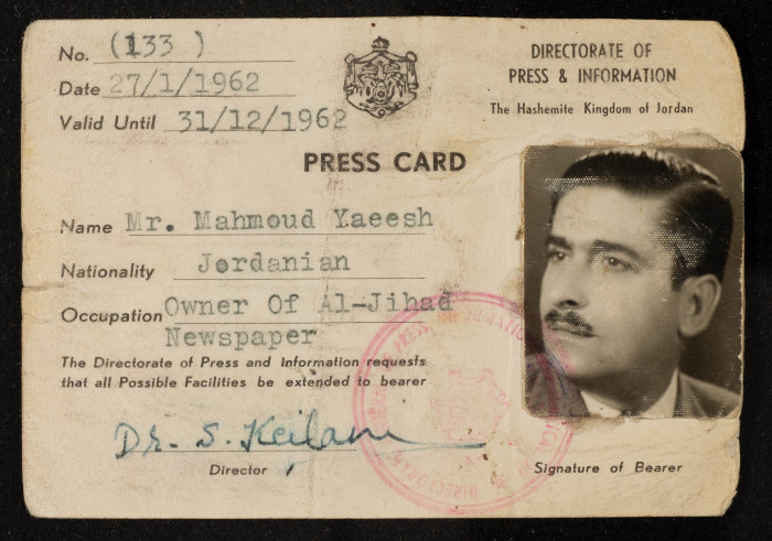 Mr Mahmud Ali Yaʿish's Press Pass 