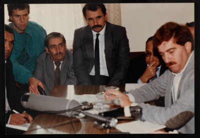 A Photograph of Mahmud Yaʿish and Ṣalah Zhaikeh with Others 