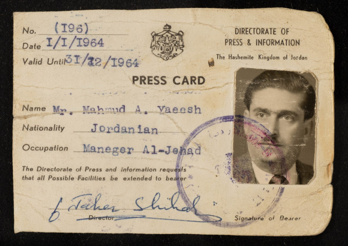 Mr Mahmud Ali Yaʿish's Press Pass 