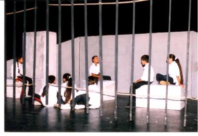 A Photograph of the Theatrical Performance "Al-Qafaṣ", the Popular Theatre Troupe, 2006 
