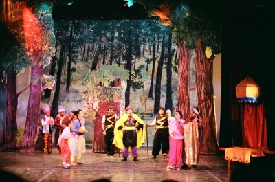 A Photograph of the Theatrical Performance "Qarqush Wal-Musiqa", the Popular Theatre Troupe, 1998