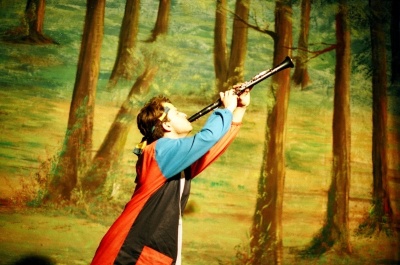 A Photograph of the Theatrical Performance "Qarqush Wal-Musiqa", the Popular Theatre Troupe, 1998
