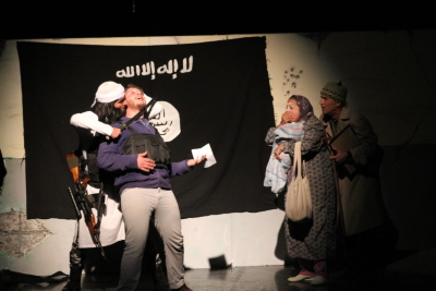 A Photograph of the Theatrical Performance "Rihlat abu al-Khaizaran", the Popular Theatre Troupe, 2016
