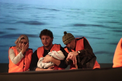 A Photograph of the Theatrical Performance "Rihlat abu al-Khaizaran", the Popular Theatre Troupe, 2016
