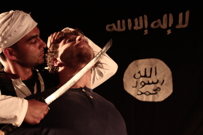 A Photograph of the Theatrical Performance "Rihlat abu al-Khaizaran", the Popular Theatre Troupe, 2016
