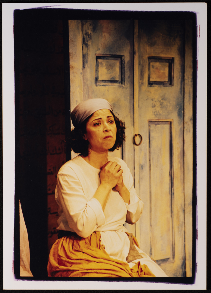 A Photograph of Salwa Naqara During the Theatrical Performance of 