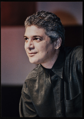 A Photograph of ʾEyad Shtay Before the Theatrical Performance of "Bayad al-Aynayn", al-Midan Theatre 