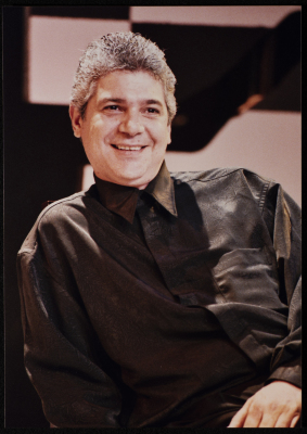 A Photograph of ʾEyad Shtay Before the Theatrical Performance of "Bayad al-Aynayn", al-Midan Theatre 
