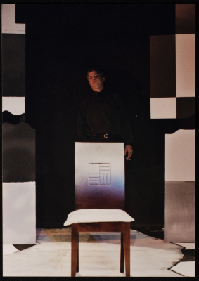 A Photograph of ʾEyad Shtay During the Theatrical Performance "Bayad al-Aynayn", al-Midan Theatre, 2005