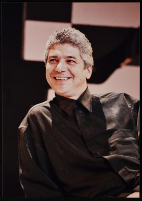 A Photograph of ʾEyad Shtay Before the Theatrical Performance of "Bayad al-Aynayn", al-Midan Theatre 
