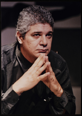 A Photograph of ʾEyad Shtay Before the Theatrical Performance of "Bayad al-Aynayn", al-Midan Theatre 