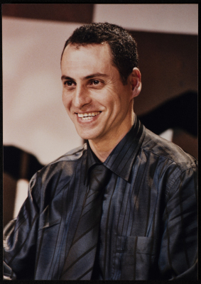 A Photograph of Jawad Abdel-Ghany Before the Theatrical Performance of "Bayad al-Aynayn", al-Midan Theatre, 2005 
