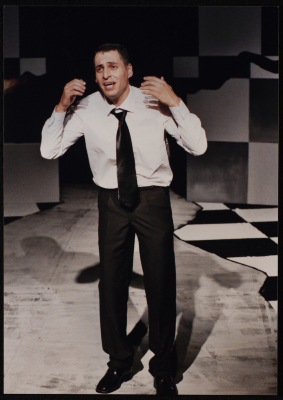 A Photograph of Jawad Abdel-Ghani During the Theatrical Performance "Bayad al-Aynayn", al-Midan Theatre, 2005	