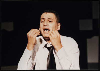 A Photograph of Jawad Abdel-Ghani During the Theatrical Performance "Bayad al-Aynayn", al-Midan Theatre, 2005	