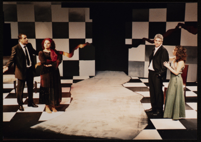 A Photograph of the "Bayad al-Aynayn" Lead Actors On Stage, al-Midan Theatre, 2005
