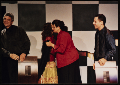 A Photograph of the "Bayad al-Aynayn" Lead Actors On Stage, al-Midan Theatre, 2005
